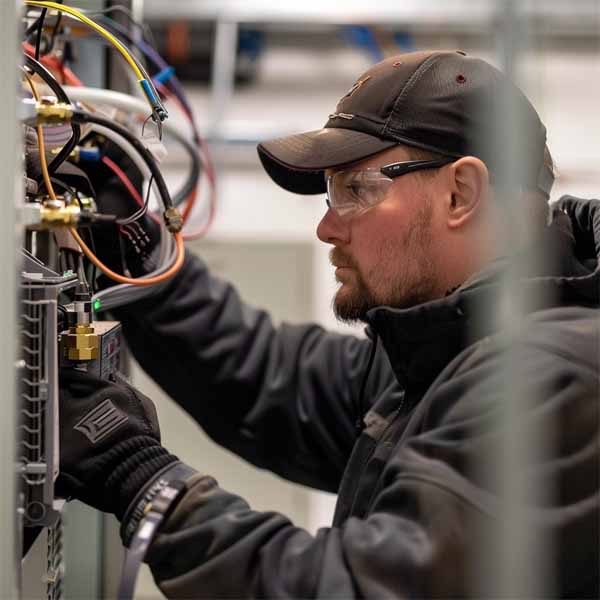 a technician performing commercial HVAC services in Columbus, Ohio